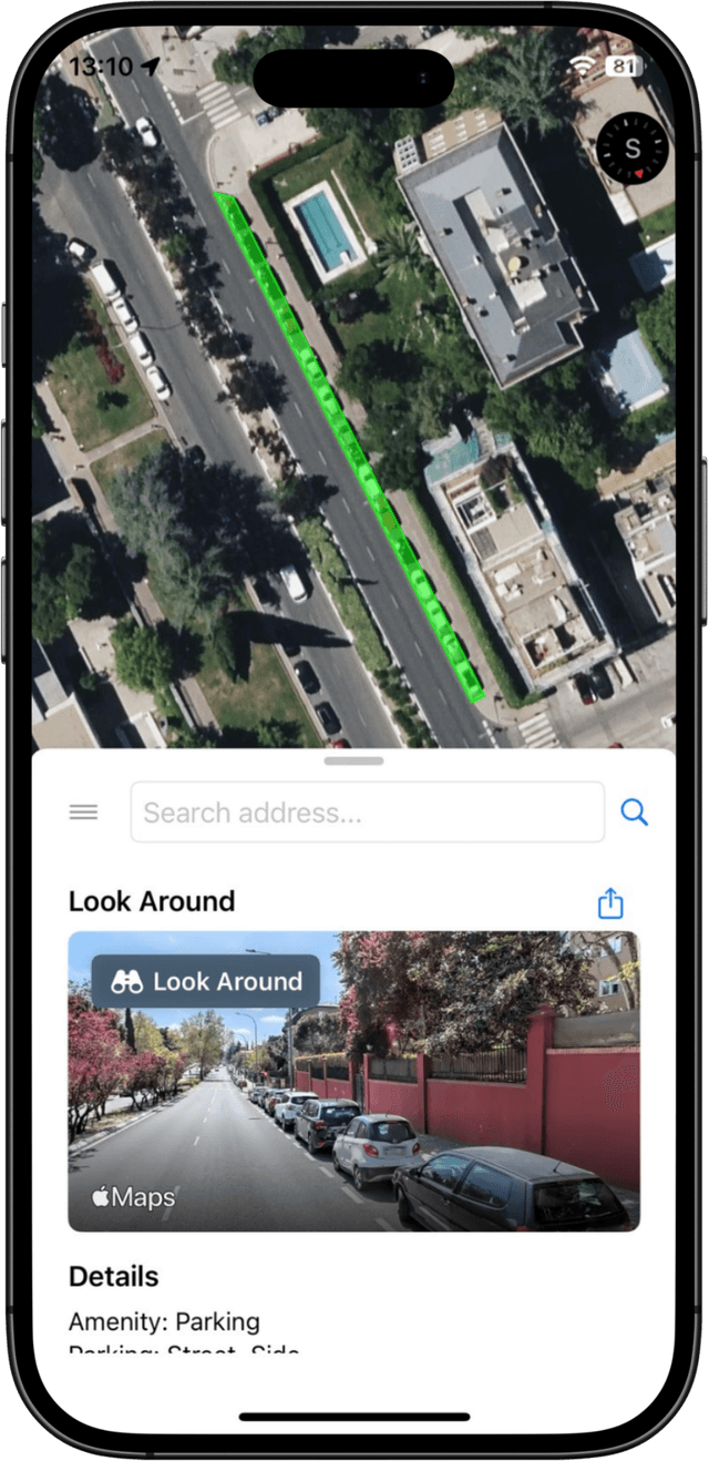 Look Around feature with satellite and street view